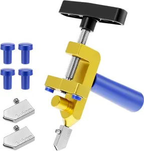 2-in-1 tile and glass cutter, heavy-duty manual scoring tool with replaceable blades, suitable for cutting ceramic, glass, and glazed tiles
