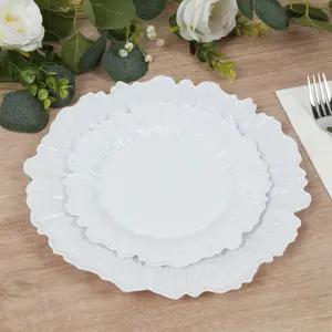 20-Pack White Reef Design Plastic Plates – 7" Dessert & Appetizer Party Plates – Elegant Disposable Tableware