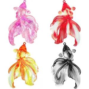 Hollow Goldfish Filigree Charms Multicolor Koi Pendants for DIY Earrings Necklaces Bookmarks Hanging Decor Packaging Decor