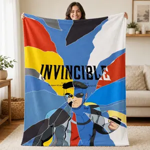 Superhero Fleece Blanket, Comic Style Hero Throw, Action Anime Flannel, Power Fantasy Couch Throw, Cozy and Durable Design