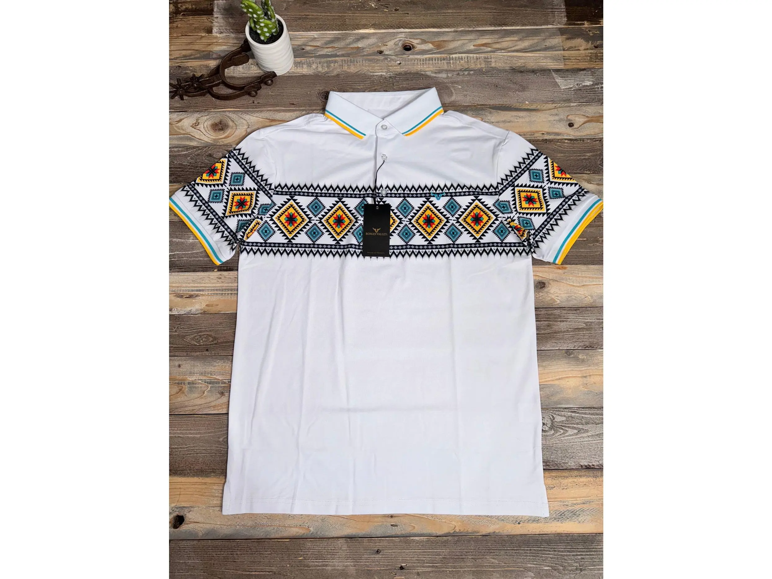 Montana Daylight/Aqua/White/Midnight/Caliente Aztec Polo Multi Color Options Performance Polo Menswear Top Outdoor Polyester Casual Fabric