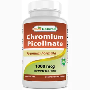Best Naturals Chromium Picolinate 1000 mcg Tablet - Supports Healthy Blood Sugar Levels, 240 Count, GMP Certified, No Artificial Ingredients, Non-GMO & Gluten Free, 3rd Party Lab Tested