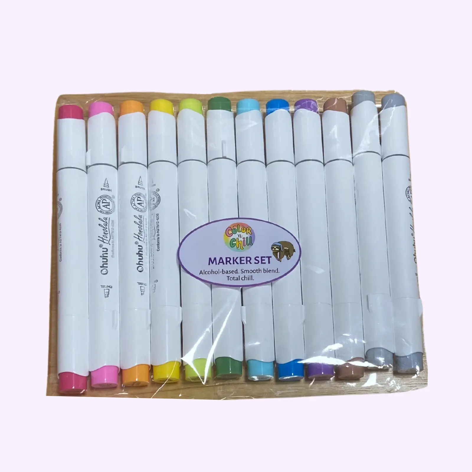 Ohuhu Honolulu Alcohol Markers 12-Pack, Dual Tip Brush & Chisel Artist Markers for Smooth, Vibrant Blending, Shading, and Gradients, Mark, Coloring, Curated Color Palettes