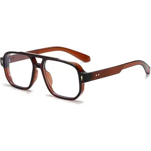 Aviator Blue Light Glasses for Women Men Fashion Thick Square Frame Computer Eyeglasses Anti