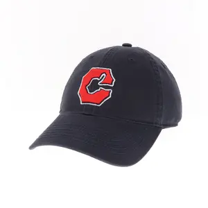 "Cleveland Baseball Block C Wahoo" on Washed Navy Dad's Hat