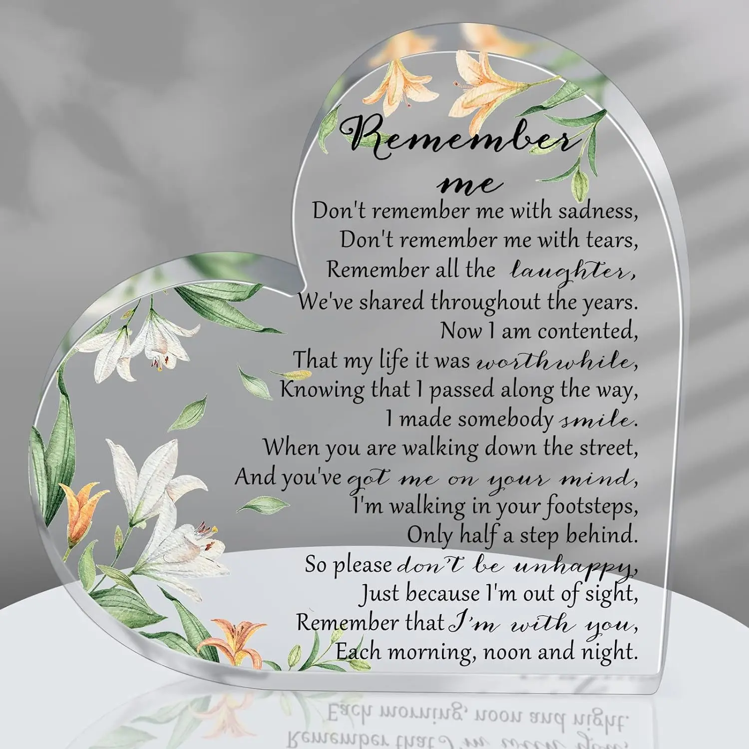 Sympathy Gift Acrylic Heart Shape Memorial Bereavement Gifts for Loss of Loved One Red Cardinal Remembrance Condolence Funeral Grief Keepsake for Mom Dad Grandma Friend(Delicate Style)