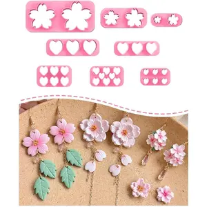 Cherry Blossoms Clay Earring Cutters, Flower Petal Clay Molds, Spring Polymer Clay Flower Cutters