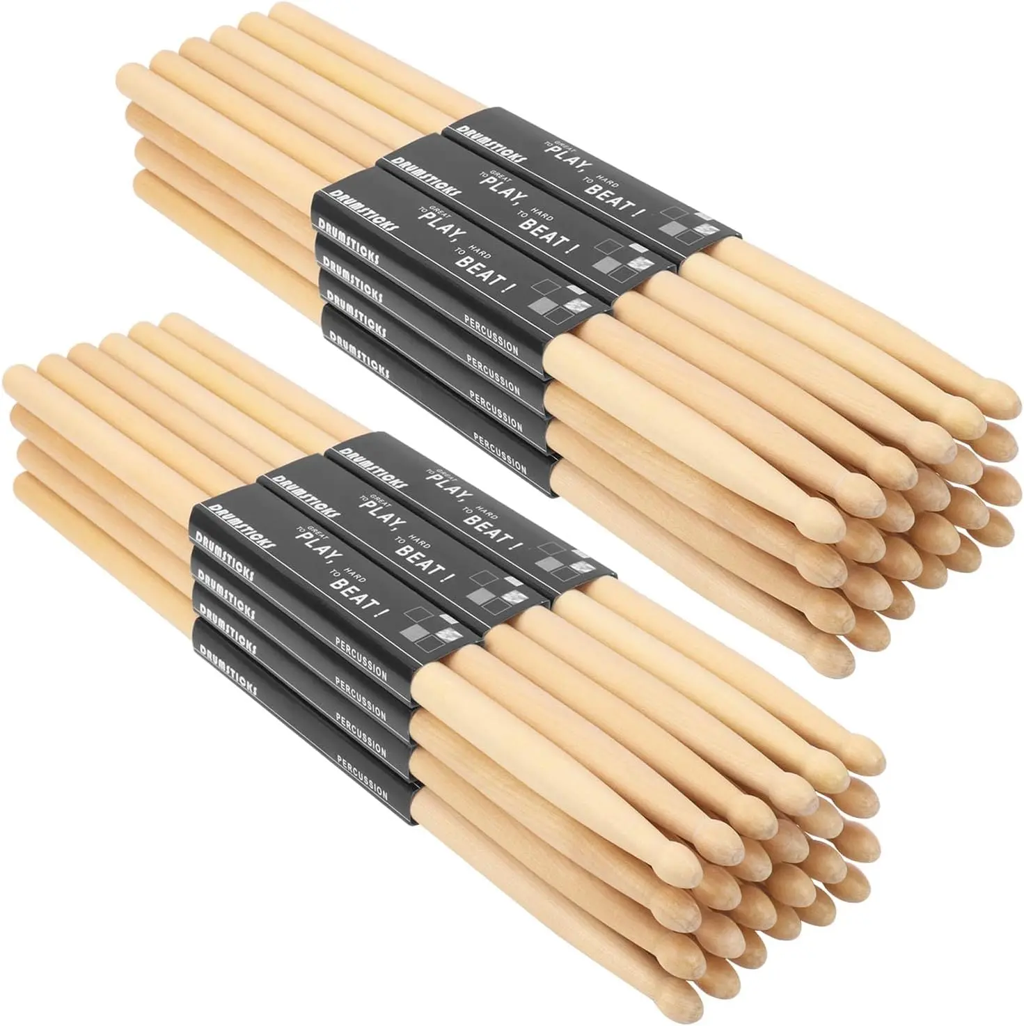 24 Pairs 7A Maple Drum Sticks - 0.51 Inch Diameter, 15.35 Inch Length, Comfortable Grip Tip for Rock Band Musical Instruments, Suitable for Adults & Beginners, Drum & Percussion Accessories