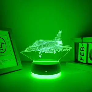 1pc Fighter Jet 3D Night Light, USB Powered Touch Switch, Color Changing LED Lamp, Indoor Decorative Light for Bedroom Living Room Decor, Ideal Gift