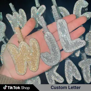 [ICE HUE] 18K Gold Vacuum Plated Copper Gothic Alphabet A-Z Pendant Necklace - 5A+ Sri Lanka Zircon, Iced Out Statement, Cubic Zirconia, Men's & Women's Accessories, Luxury Daily Wear Gift Idea, Statement Necklace, Cubic Zirconia Necklaces