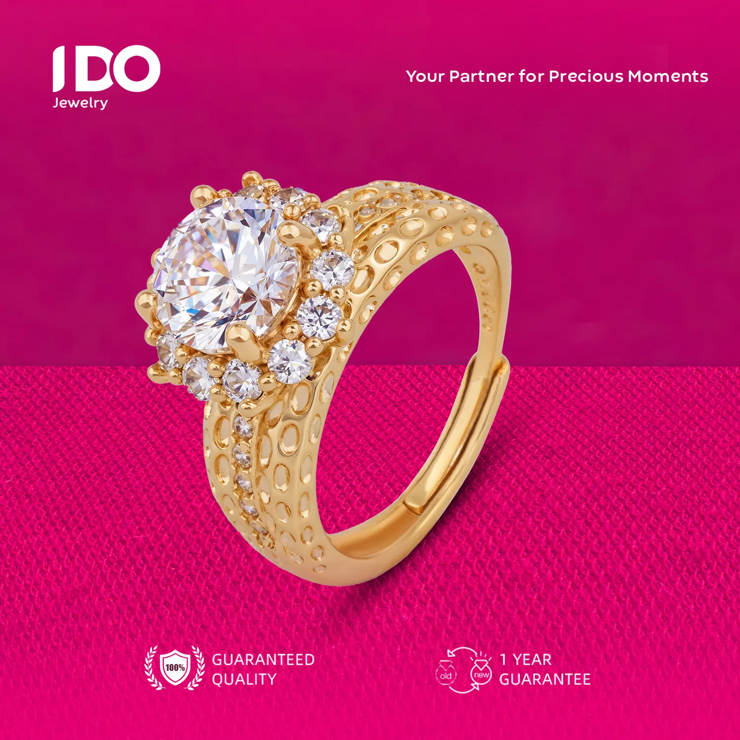 [Live Sale] R46 Platinum Coating Zircon Aster Ring I DO Jewelry Women Accessories Elegant Beautiful Luxury Adjustable Beautiful and Luxurious No Fade No Rust with 1 Year Guarantee Passed Diamond Selector