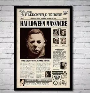 Halloween 1978 Movie The Haddonfield Tribune Michael Myers K!ller Scary Poster