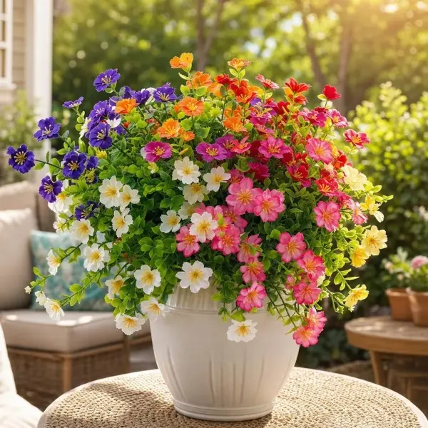 Outdoor artificial imitation green plants - Eucalyptus pentapetalum imitation flowers - plastic flowers - home flower arrangement decoration - artificial flowers (12 bunches mixed)