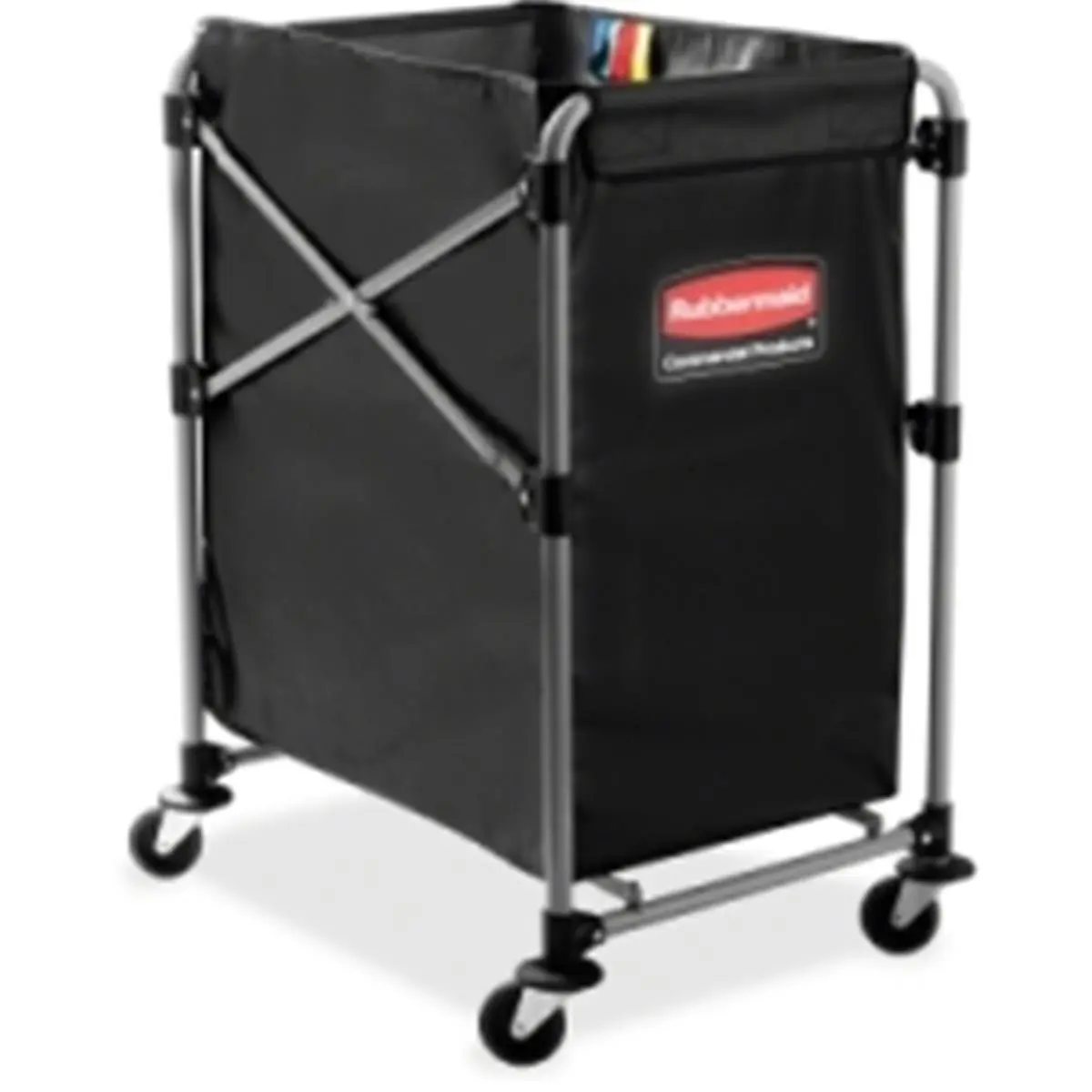 Rubbermaid 4-Bushel Collapsible X-Cart Trolley - Powder Coated, 220 lbs Capacity, 75% Reduced Storage, Color-Coded Ribbons, Detachable Bag, Easy to Clean, Bumper Guards, Stainless Steel Accents, Bulk Transport, Home Improvement Building Supply