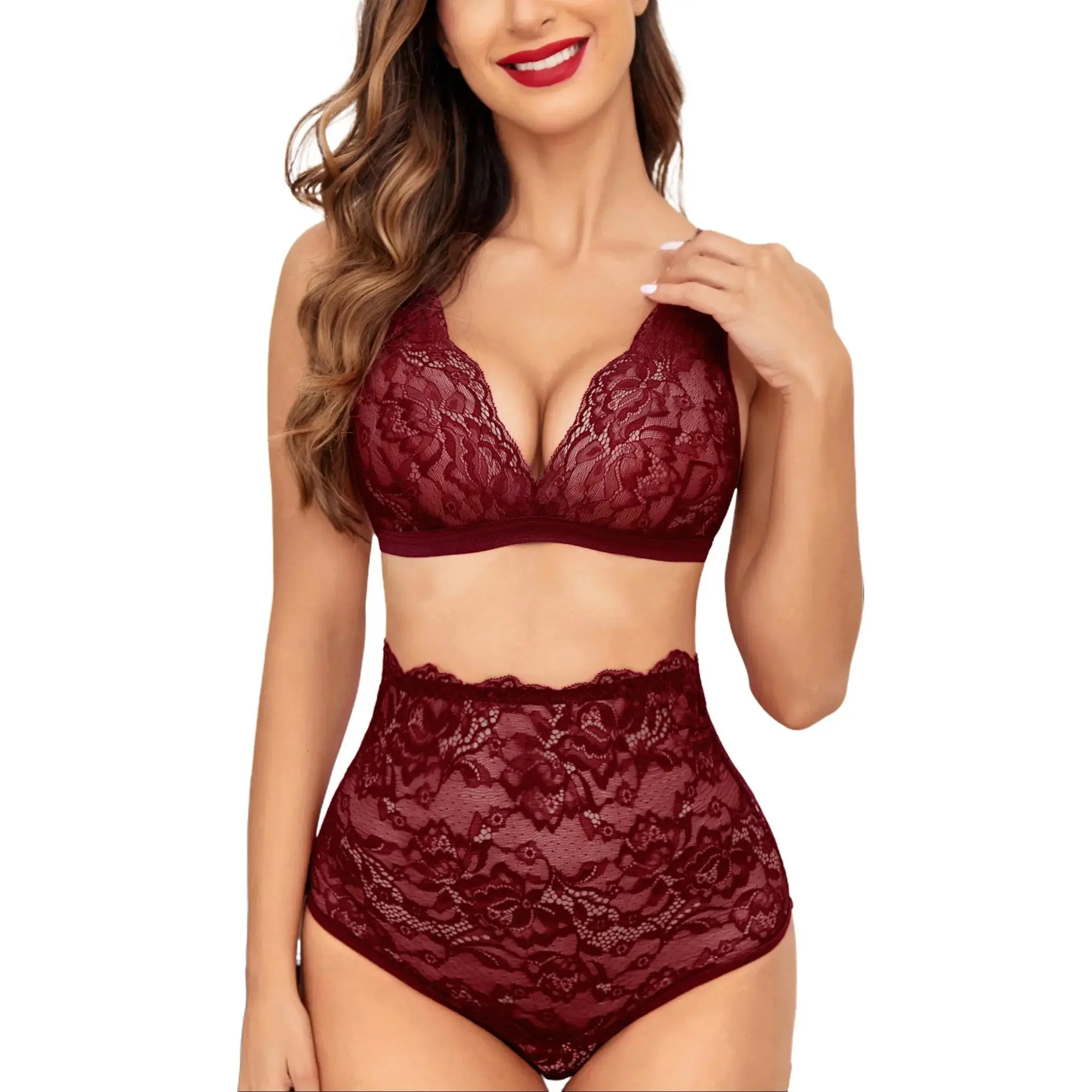 Avidlove Hot Lingerie for Women High Waist Bra and Panty Set Strappy Bodysuit