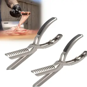 BBQ Rib Membrane Removal Tool-Portable Stainless SteelRib Prep Kit with Arc Clamp & Non-Slip Grip, ErgonomicDesign for Effortless Membrane Removal, Dishwasher Safe,Ideal for Beef, Pork, and Lamb Kitchen BBQ Use