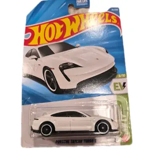 Hot Wheels Porsche Taycan Turbo S White 3/10 EV Series 34/250 Collectible Diecast Car Model