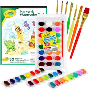 Watercolor Paint Set – 24 Watercolor Paint, 50 Sheets Water Color Paper Pad, 7 PaintBrushes for Kids – Complete Water Color Painting Kids Supplies Set, Gifting Bundle