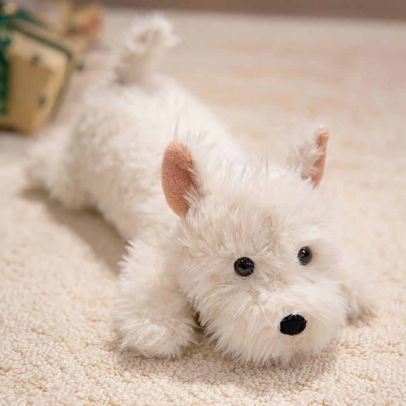 [Kawaii Fluffy Plush] Kawaii Fluffy West Highland Dog Plush - Stuffed Terrier Puppy, Cuddly Companion for Bedtime, Birthday & Easter Gifts for Collectors (Westie Breed) 16.93in/43cm