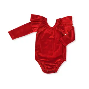 Red velvet Print Baby Girl Leotard Bodysuit
