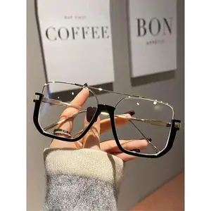 Minimalist Geometric Square Aviator Eyeglasses, Fashion Eyewear for Men & Women