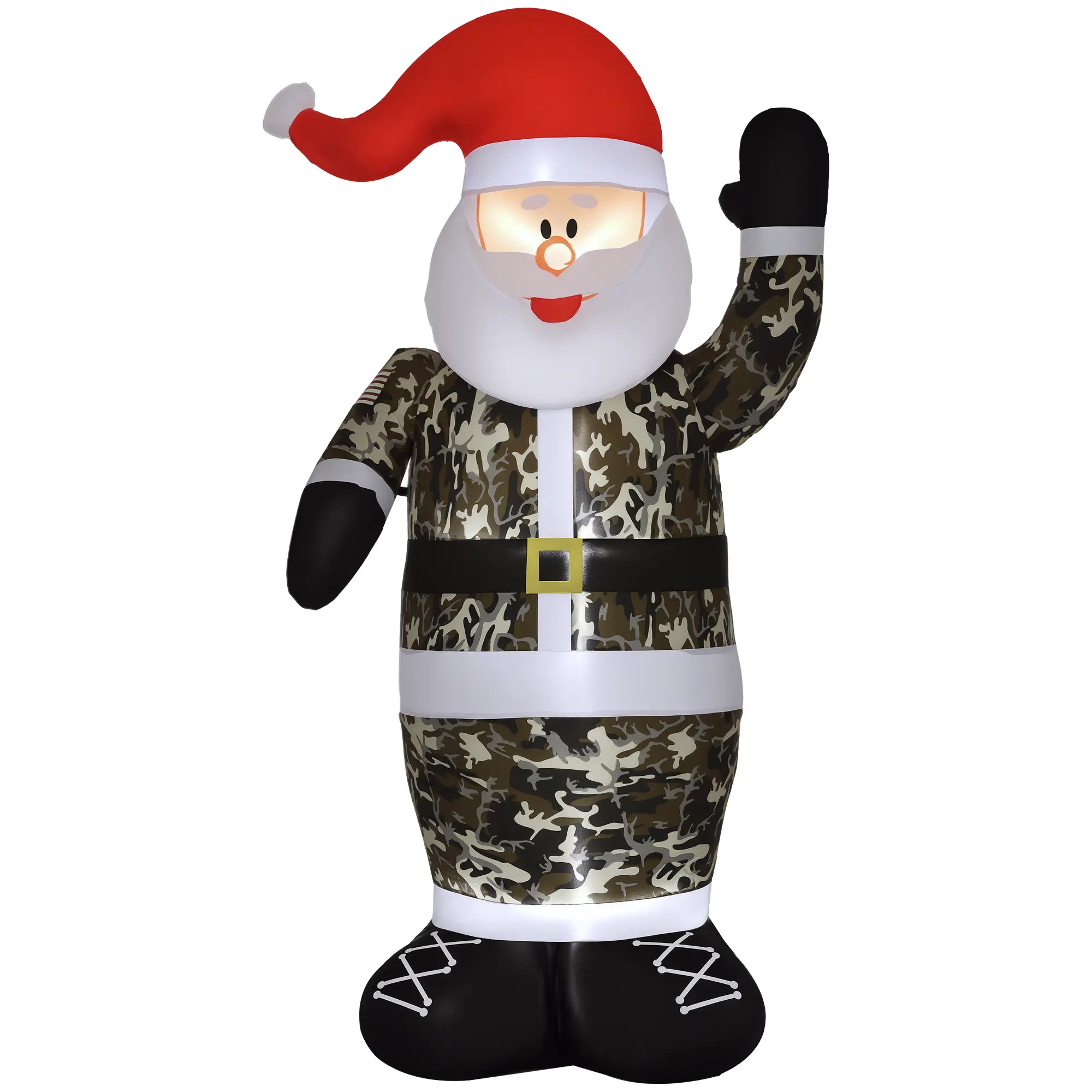 8' Christmas Inflatables Outdoor Decorations Santa Claus Wearing Camouflage – Blow-Up Yard Christmas Decor with LED Lights Display. Weather-Resistant. Easy Setup. Complete Hardware Kit