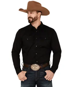 Cody James Men's Men'S Solid Treadstone Long Sleeve Pearl Snap Western - Cmho21w99-Blk