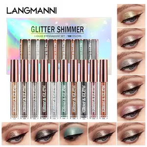 LANGMANNI Liquid Eyeshadow Set Diamond Glitter Shimmer Metallic Waterproof Long-Lasting Quick-Dry Smudge-Proof Sparkle Eye Makeup for Daily Party Festival Makeup Gift Set - Flawless, Matte