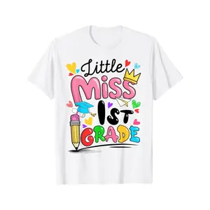 Little Miss 1st First Grade T-Shirt - Boys & Girls Back to School Outfit, Short Sleeve Crew Neck Tee Suitable for School Photos, Graduation Gifts, Father's Day Present, First Day of School Clothes for to 1st Grade Transition