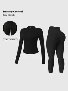 Women's High Waist Tight-Fitting Sport Pants, Yoga Set, Training Clothes, Tummy Control, Comfortable Breathable Sports Wear, All Seasons, Athletic Tracksuit Set