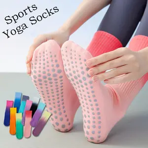 Yoga Socks Non-Slip Grip + Breathable Cotton Mid-Tube + Women’s Fitness & Pilates Socks + Anti-Skid Crew Socks for Indoor Workout