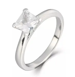 Princess Cut Solitaire 925 Sterling Silver Wedding Band Engagement Ring Wedding Ring 2.5-15 SE79A