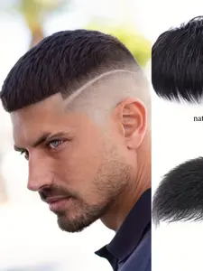 Natural Short Straight Hair Wig for Men & Women, Realistic Heat Resistant Synthetic, Natural Forehead Coverage, Easy Wear, Daily Use