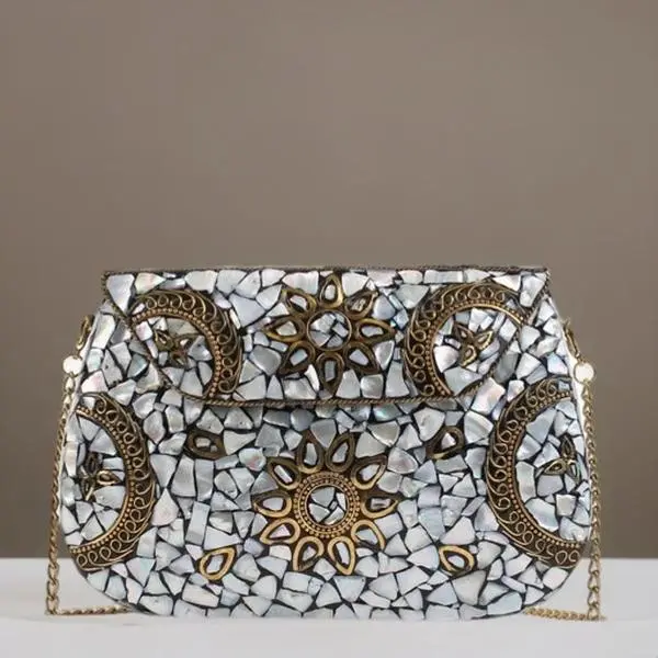 Half Moon Mosaic Clutch Bag
