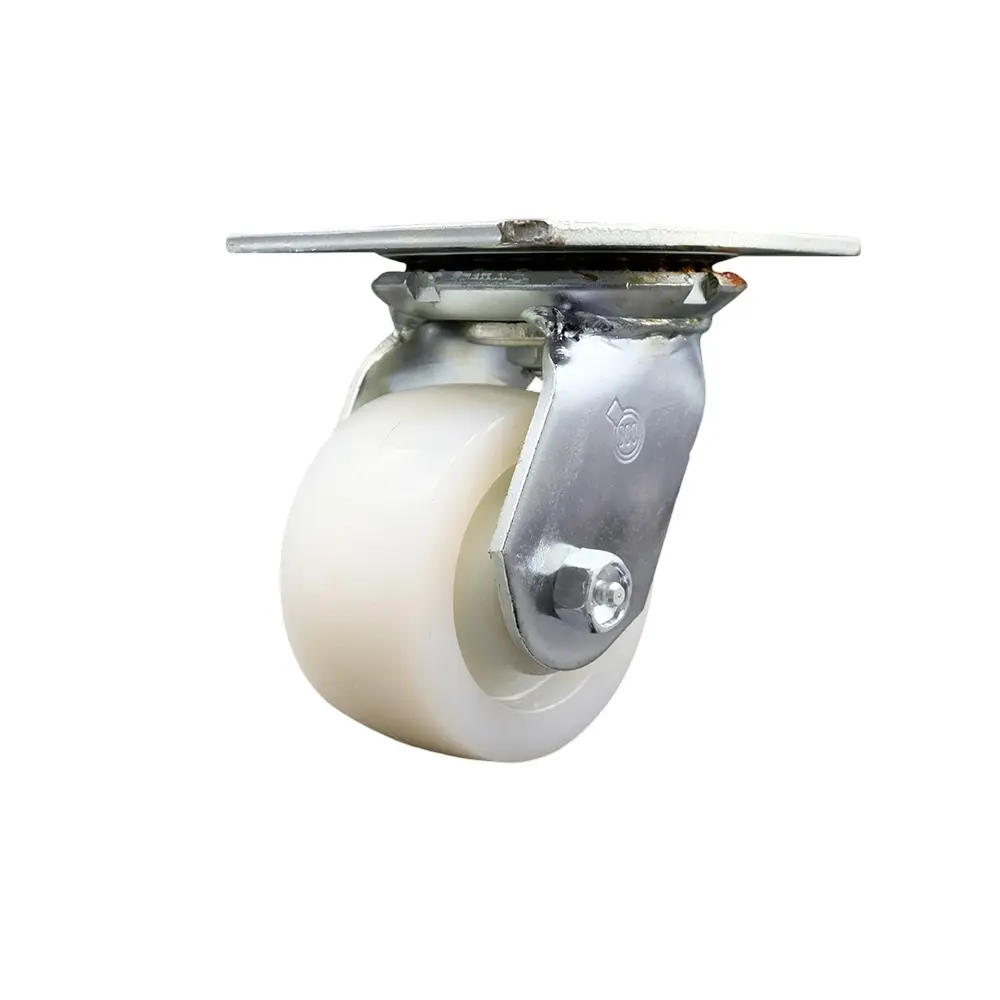 Service Caster SCC-35S420-NYB Heavy Duty Large Top Plate Nylon Swivel Caster with Maintenance Free Bearings & 4 x 2 in. White Wheel - 800 lbs Capacity per Caster