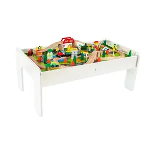 Wooden Train Set - 90 Pieces Wooden Train Tracks & Trains for Kids, Toddler Boys and Girls 3,4,5 Years Old and Up– Premium Wood Tracks, Train, Railway, City, Gift for Toddler Boys Girls Ages 3+