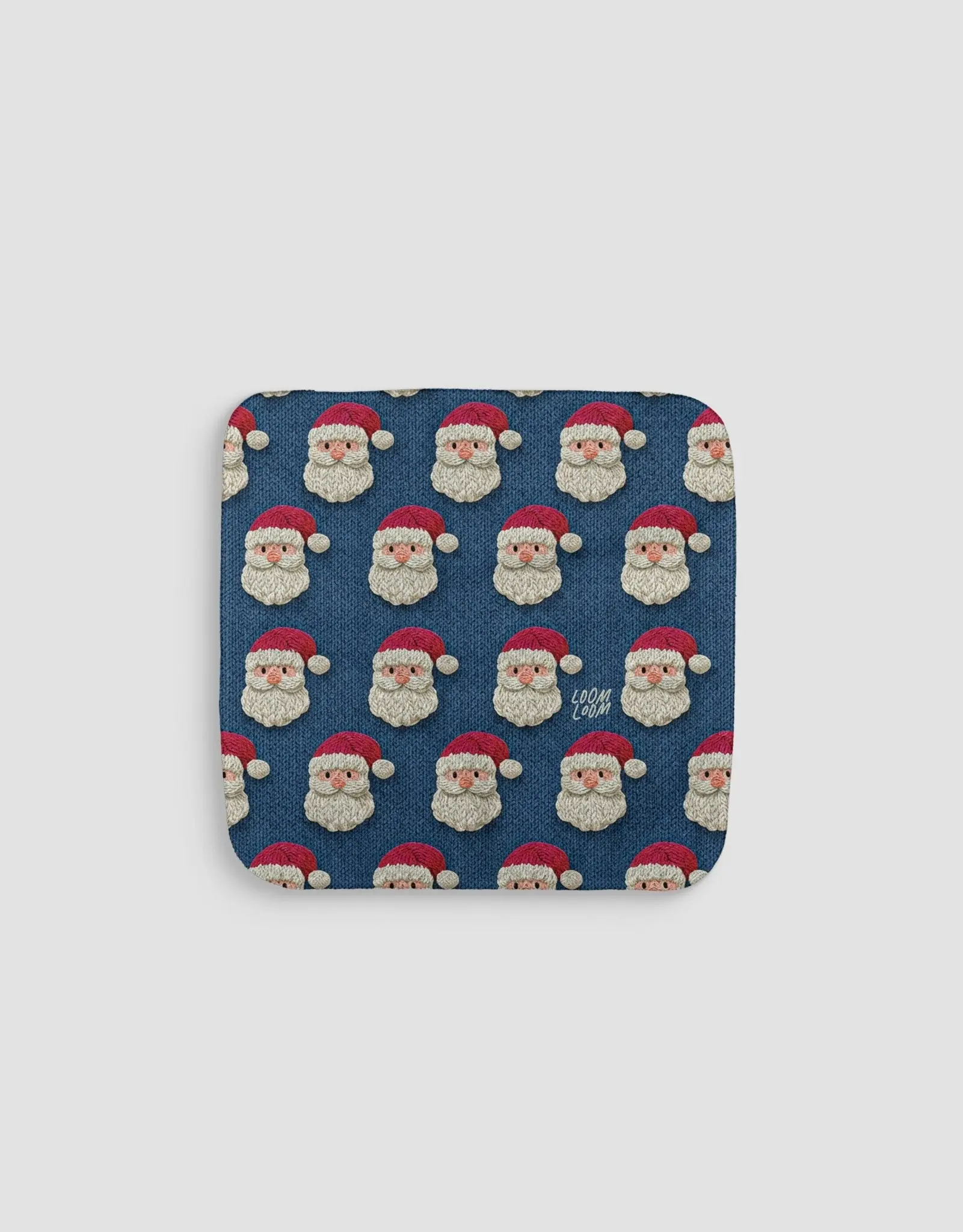 Knit Santa Printed Rectangular Dishcloth Set - Navy, Double-Sided, Absorbent, Quick-Dry Home Care Cleaning Cloth for Pot Wiping