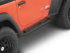 Jeep Licensed by RedRock 3-Inch Round Curved Side Step Bars; Textured Black (18-26 Jeep Wrangler JL 2-Door)