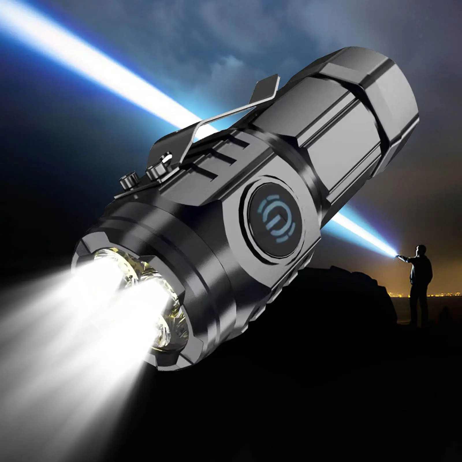 High-Lumens Flashlight, Rechargeable EDC LED Flashlight - 2550LM Ultra-Bright, 5 Modes, Magnetic Base, Pocket Clip, USB-C Fast Charging for Camping, Emergency Use