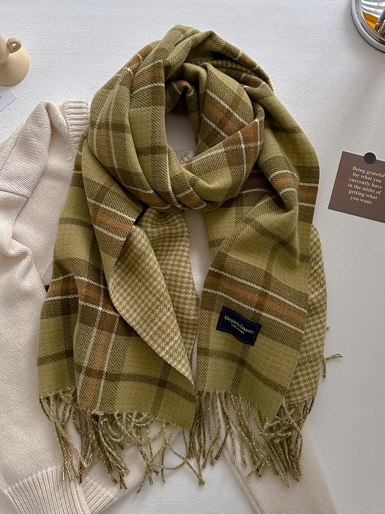 Women's Plaid Scarf with Long Fringe, Warm Fashion Street Style Design, Soft Comfortable Fabric, Perfect Daily Wear Choice, Boho Style Scarf, Boho Shawl, Fashion Shawl Wrap, Neck Scarf