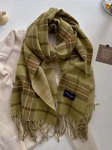 Women's Plaid Scarf with Long Fringe, Warm Fashion Street Style Design, Soft Comfortable Fabric, Perfect Daily Wear Choice, Boho Style Scarf