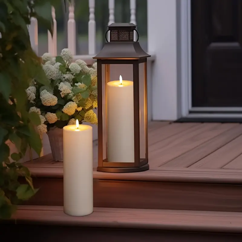 4" x 11" Traditional Waterproof Outdoor Flameless LED Pillar Candles (Set of 2), Battery-Operated with Remote Control, 6h Timer for Set Routines, Adjustable Light Modes, Long-Lasting White Mood Lighting for Indoor-Outdoor Lanterns, Home Decor Essentials