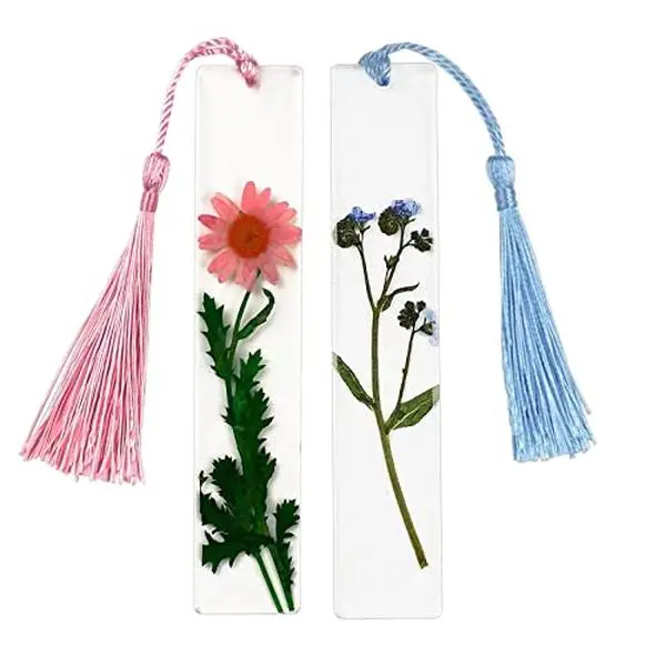 Pressed Flower Bookmark Resin Floral | Handmade | with Dried Flowers | Artsy (2 Pack)