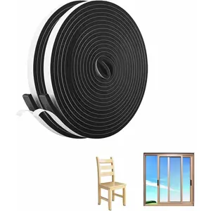 Ultra  Self-Adhesive  Tape, 1/2" x 1/4" x 33 FT Weather Stripping Seal for Doors Windows, Soundproofing, Noise Reduction, Insulation, AC Seal - Easy Cut, Heat Cold Resistant, No