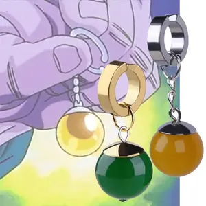 1PCS Anime Jewelry Earrings Pendants Potara Earrings Yellow Agate Ear Clip Cartoon Figure Son Cosplay Props Accessories