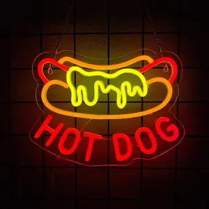 HOT DOGS Neon Signs for Wall Decor Neon Lights for HOT DOGS Shop Led Business Signs Suitable Fast food Neon Light Decor for Restaurant,Kitchen,Party,Food Decoration USB Powered Easy Hanging