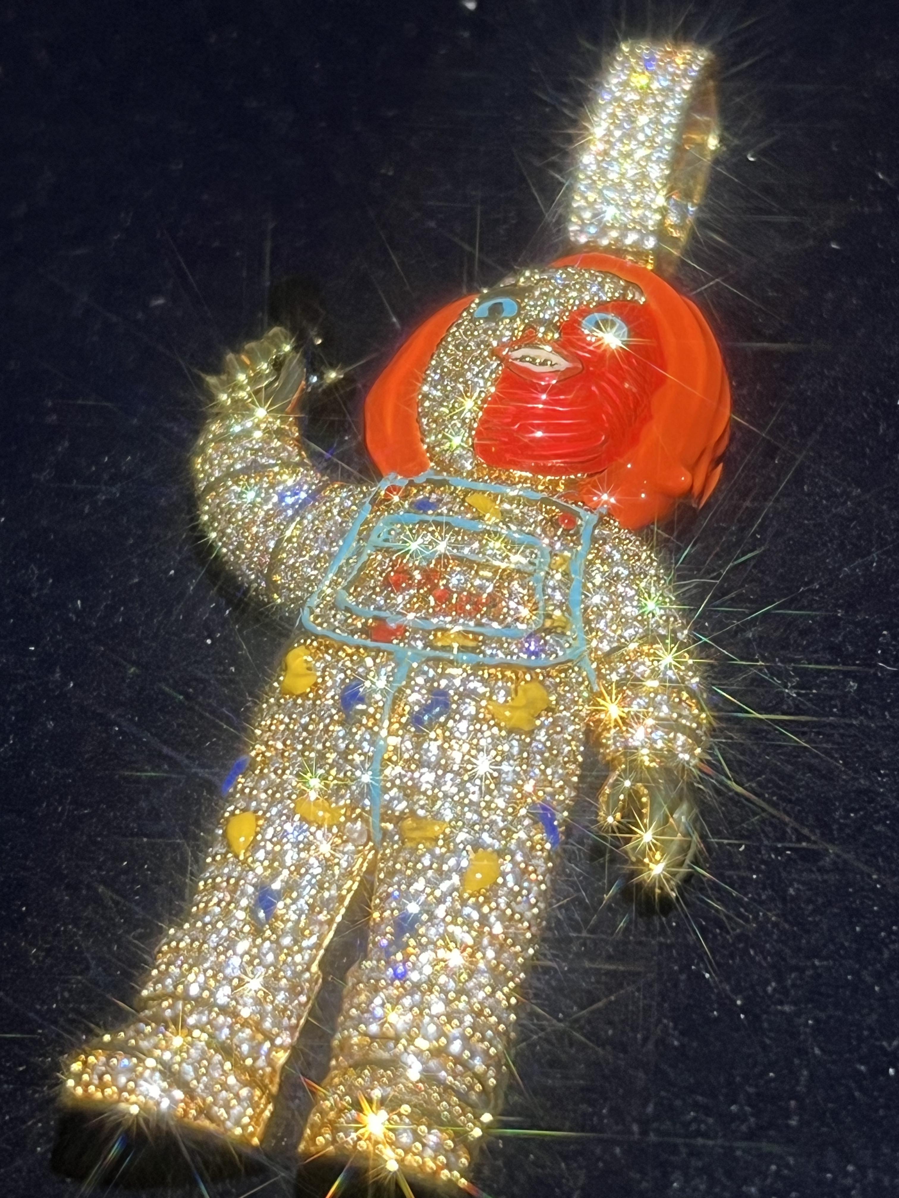 Custom Hip-Hop 3D Clown Doll Face VVS Ice Diamond Hip-Hop Men's Pendant Enamel Character Design Charm 14k Gold-Plated Luxury Fashion Jewelry Father's Day Mother's Day Gift