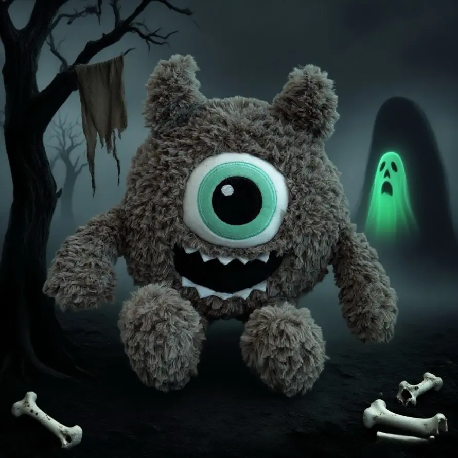 1-Eyed Monster Plush Doll - Soft Fluffy Texture Gothic Horror Stuffed Animal, Halloween Spooky Home Decor Figurine, Ideal Gift for Kids, Party Decorative Pillow Toy