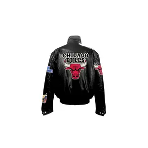 Chicago Bulls Leather Puffer Jacket "Black" 650A15B5EEDE2