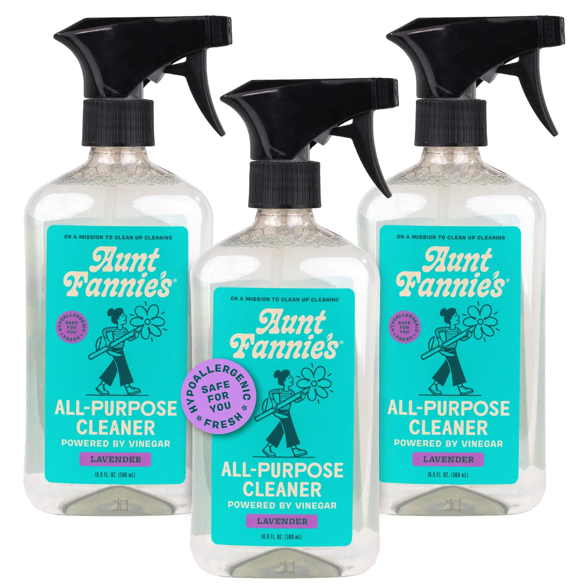 Aunt Fannie's All Purpose Household Cleaner, Multi-surface Spray Cleaner, Powered by Vinegar for Kitchen, Bath, Windows and Countertops, Lavender Scent (Pack of 3)
